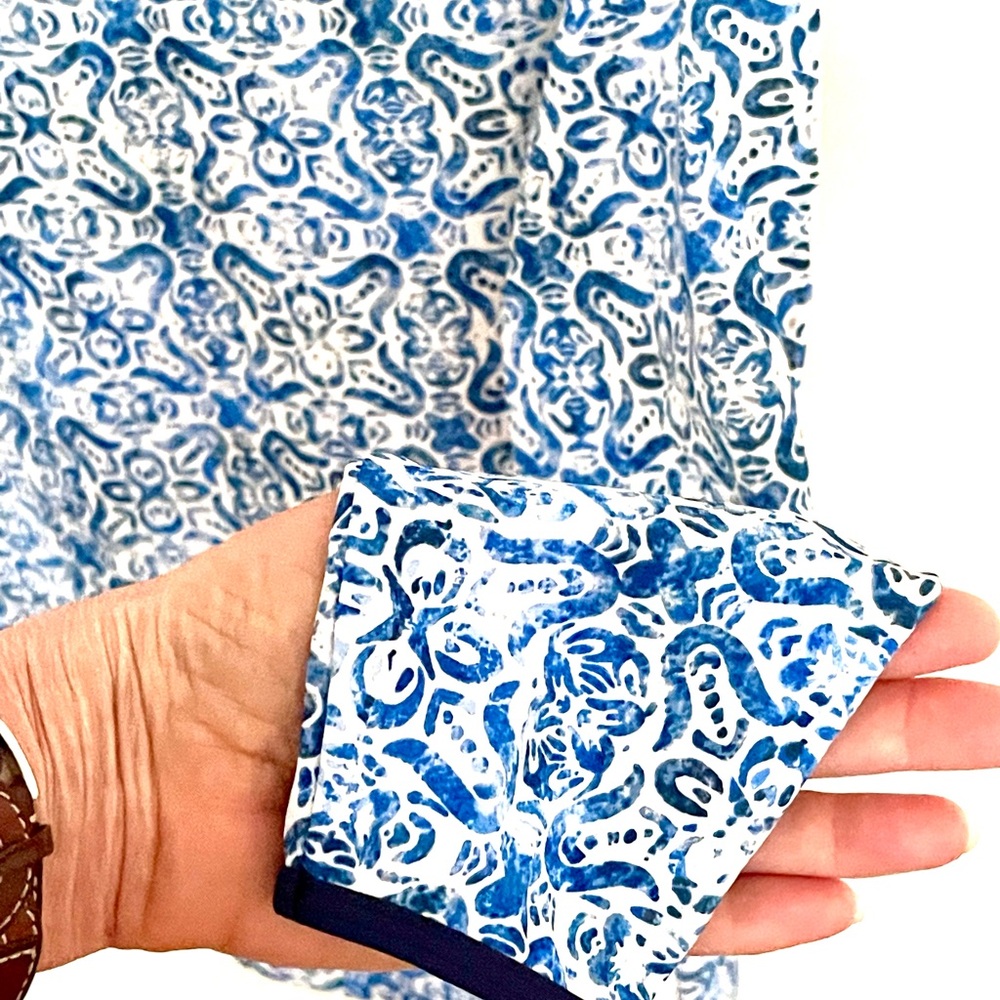 Lands End Long Sleeve Blouse Blue/White - Picture 5 of 8